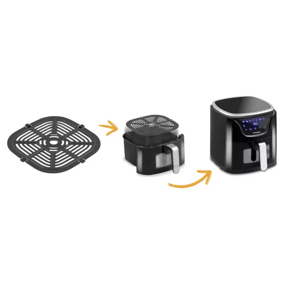 Rácsos tálca Berdsen BD-652 típusú Air Fryer forrólevegős sütőhöz, rozsdamentes, hőálló kivitel, könnyen tisztítható, tartós kialakítás