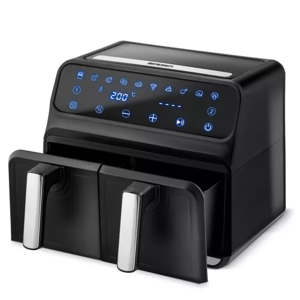 Air Fryer forrólevegős sütő, Berdsen BD-653, 8 l, ezüst/fekete, olaj nélküli sütés, hőszigetelést biztosító ház, rozsdamentes tálca, 1700 W
