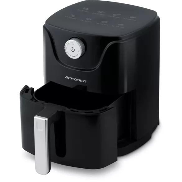 Air Fryer forrólevegős sütő, Berdsen BD-654, 2,5 l, ezüst/fekete, olaj nélküli sütés, 8 programos, hőszigetelést biztosító ház, 1000 W