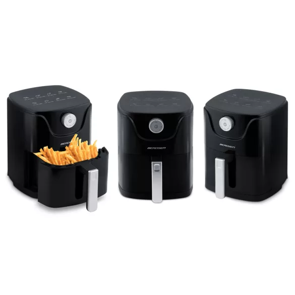 Air Fryer forrólevegős sütő, Berdsen BD-654, 2,5 l, ezüst/fekete, olaj nélküli sütés, 8 programos, hőszigetelést biztosító ház, 1000 W
