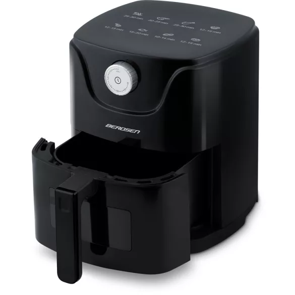 Air Fryer forrólevegős sütő, Berdsen BD-654, 2,5 l, fekete, olaj nélküli sütés, 8 programos, hőszigetelést biztosító ház, 1000 W