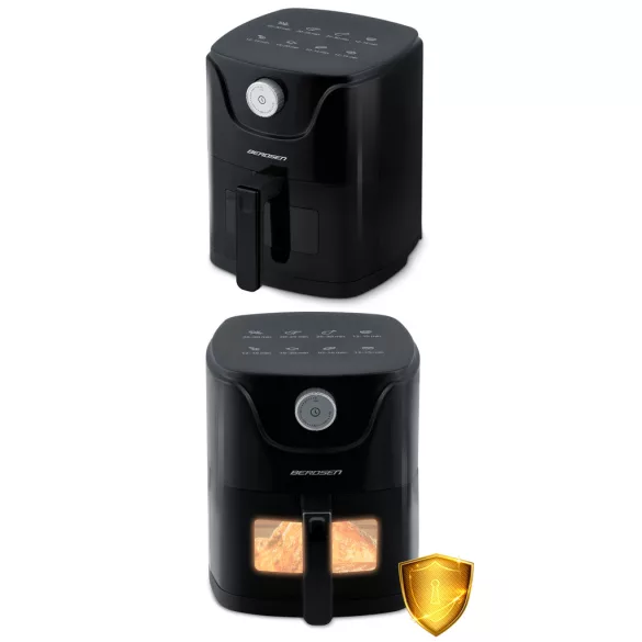 Air Fryer forrólevegős sütő, Berdsen BD-654, 2,5 l, fekete, olaj nélküli sütés, 8 programos, hőszigetelést biztosító ház, 1000 W