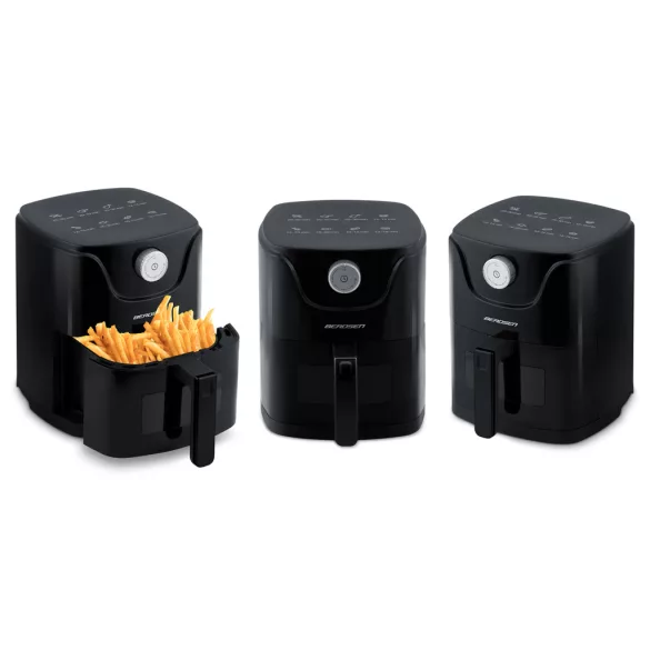 Air Fryer forrólevegős sütő, Berdsen BD-654, 2,5 l, fekete, olaj nélküli sütés, 8 programos, hőszigetelést biztosító ház, 1000 W
