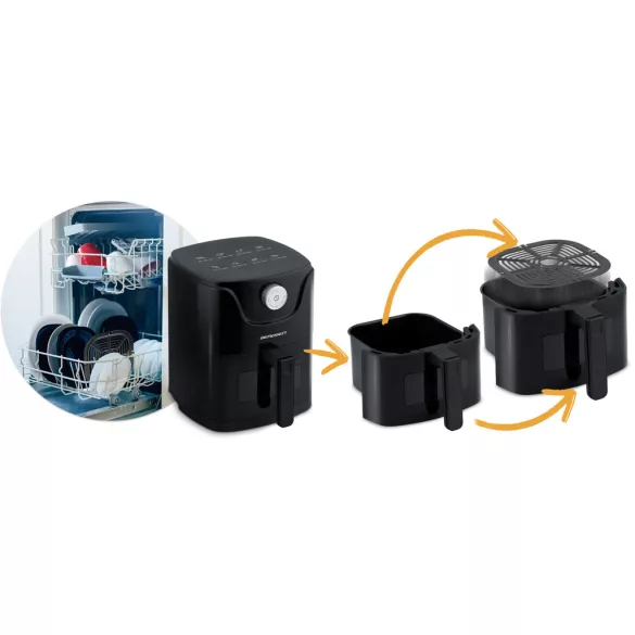 Air Fryer forrólevegős sütő, Berdsen BD-654, 2,5 l, fekete, olaj nélküli sütés, 8 programos, hőszigetelést biztosító ház, 1000 W