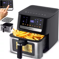   Air Fryer forrólevegős sütő, Berdsen BD-655, 6,5 l, ezüst/fekete, olaj nélküli sütés, érintőkijelzős, 8 programos, ablakos kosár, LED világítás, 1700 W