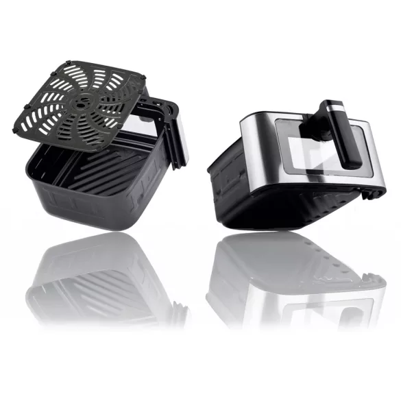 Air Fryer forrólevegős sütő, Berdsen BD-655, 6,5 l, ezüst/fekete, olaj nélküli sütés, érintőkijelzős, 8 programos, ablakos kosár, LED világítás, 1700 W