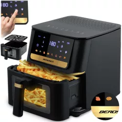   Air Fryer forrólevegős sütő, Berdsen BD-655, 6,5 l, fekete, olaj nélküli sütés, érintőkijelzős, 8 programos, ablakos kosár, LED világítás, 1700 W