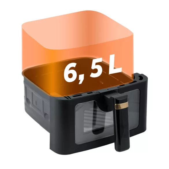 Air Fryer forrólevegős sütő, Berdsen BD-655, 6,5 l, fekete, olaj nélküli sütés, érintőkijelzős, 8 programos, ablakos kosár, LED világítás, 1700 W