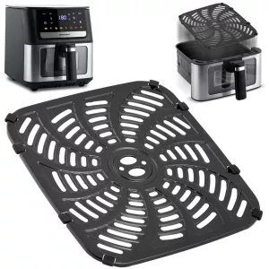 Rácsos tálca Berdsen BD-655 és BD-662 típusú Air Fryer forrólevegős sütőhöz, rozsdamentes, tapadásmentes, 24 x 22,5 cm
