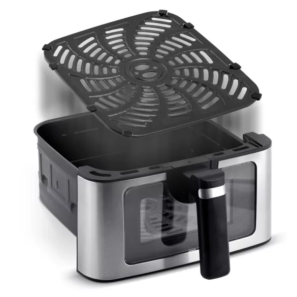 Rácsos tálca Berdsen BD-655 és BD-662 típusú Air Fryer forrólevegős sütőhöz, rozsdamentes, tapadásmentes, 24 x 22,5 cm