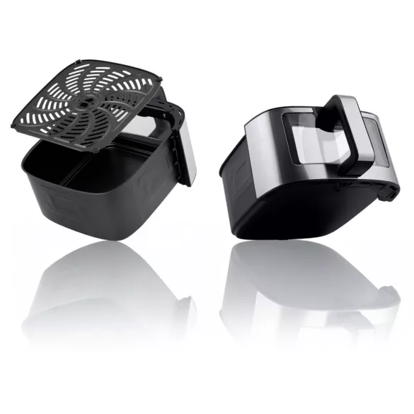 Air Fryer forrólevegős sütő, Berdsen BD-656, 9,1 l, ezüst/fekete, olaj nélküli sütés, érintőkijelzős, 7 programos, ablakos kosár, LED világítás, 1700 W