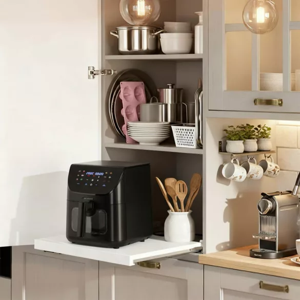 Air Fryer forrólevegős sütő, Berdsen BD-660, 8 l, fekete, olaj nélküli sütés, érintőkijelzős, 12 programos, ablakos kosár, LED világítás, 1700 W