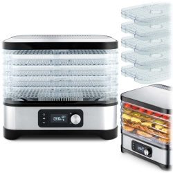   Konyhai aszaló, Berdsen BD-690, ezüst, elektromos, 400 W, 10 l, 5 szárítótálca, állítható hőmérséklet 35–70 °C, időzítő 1–24 óra, túlmelegedés elleni védelem