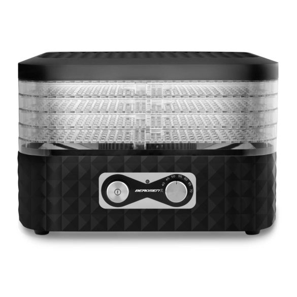 Konyhai aszaló, Berdsen BD-692, fekete, elektromos, 400 W, 10 l, 5 szárítótálca, állítható hőmérséklet 35–70 °C, időzítő 1–24 óra, túlmelegedés elleni védelem