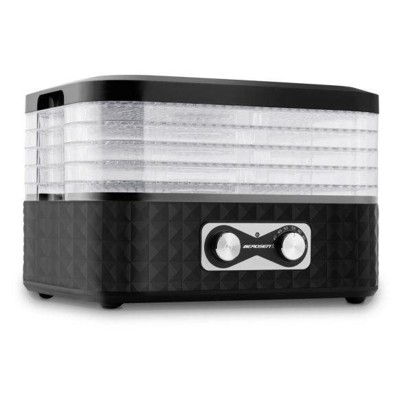 Konyhai aszaló, Berdsen BD-692, fekete, elektromos, 400 W, 10 l, 5 szárítótálca, állítható hőmérséklet 35–70 °C, időzítő 1–24 óra, túlmelegedés elleni védelem
