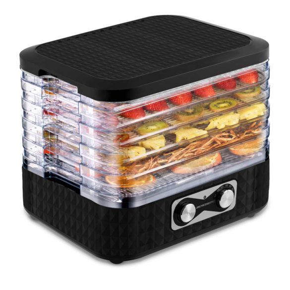 Konyhai aszaló, Berdsen BD-692, fekete, elektromos, 400 W, 10 l, 5 szárítótálca, állítható hőmérséklet 35–70 °C, időzítő 1–24 óra, túlmelegedés elleni védelem