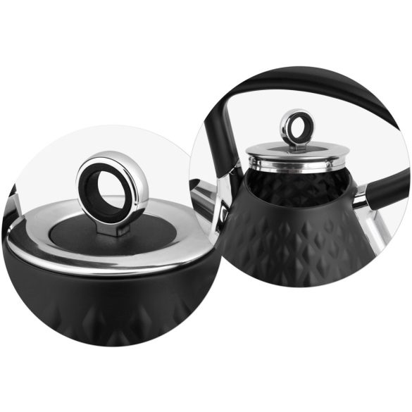 Vízforraló, Berdsen BD-700, 1700 ml, fekete, 1850-2200 W, fém ház, szárazonforrás elleni védelem, 360°-os talp, világító kapcsoló, kivehető vízkőszűrő