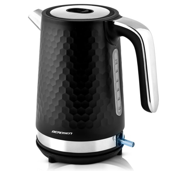 Vízforraló, Berdsen BD-705, 1700 ml, fekete-ezüst, 1850-2200 W, fém ház, szárazonforrás elleni védelem, 360°-os talp, világító kapcsoló, kivehető vízkőszűrő