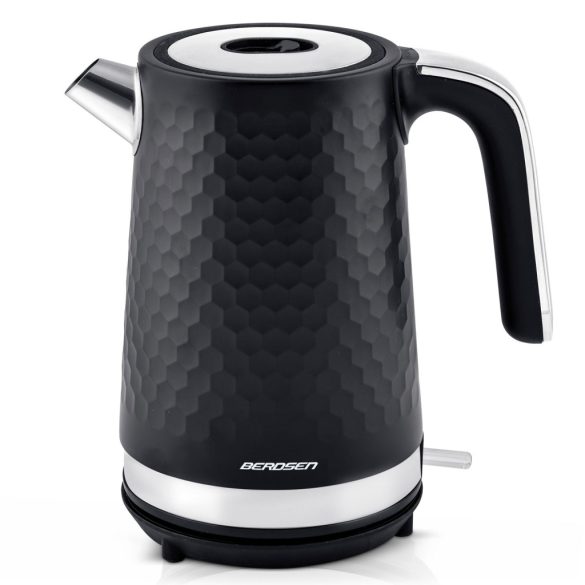 Vízforraló, Berdsen BD-705, 1700 ml, fekete-ezüst, 1850-2200 W, fém ház, szárazonforrás elleni védelem, 360°-os talp, világító kapcsoló, kivehető vízkőszűrő