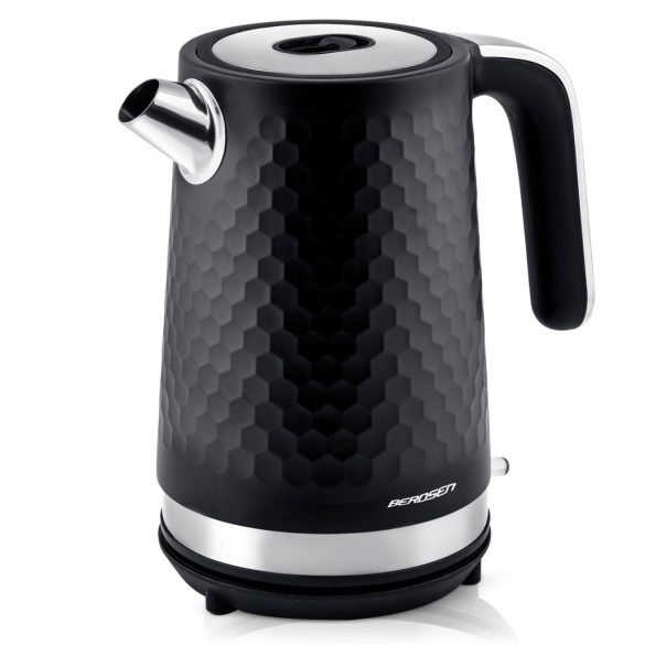 Vízforraló, Berdsen BD-705, 1700 ml, fekete-ezüst, 1850-2200 W, fém ház, szárazonforrás elleni védelem, 360°-os talp, világító kapcsoló, kivehető vízkőszűrő