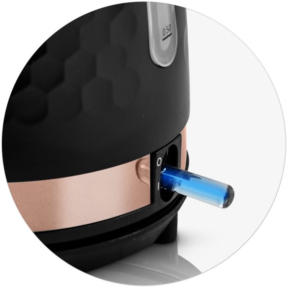 Vízforraló, Berdsen BD-705, 1700 ml, fekete-réz, 1850-2200 W, fém ház, szárazonforrás elleni védelem, 360°-os talp, világító kapcsoló, kivehető vízkőszűrő