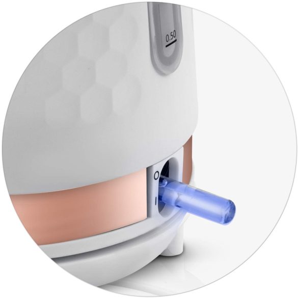 Vízforraló, Berdsen BD-705, 1700 ml, fehér-réz, 1850-2200 W, fém ház, szárazonforrás elleni védelem, 360°-os talp, világító kapcsoló, kivehető vízkőszűrő