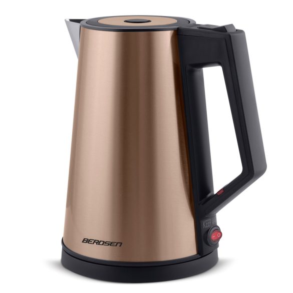 Vízforraló, Berdsen BD-708, 1700 ml, réz, 1850-2200 W, duplafalú, szárazonforrás elleni védelem, nem melegedő burkolat, melegen tartás 2 óráig, 360°-os talp