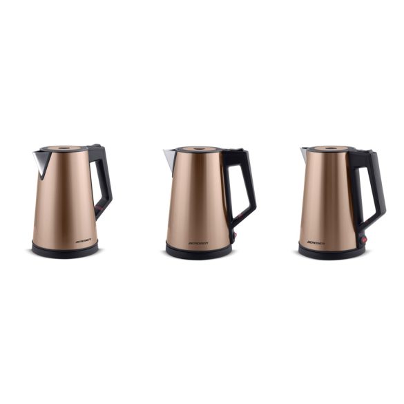 Vízforraló, Berdsen BD-708, 1700 ml, réz, 1850-2200 W, duplafalú, szárazonforrás elleni védelem, nem melegedő burkolat, melegen tartás 2 óráig, 360°-os talp