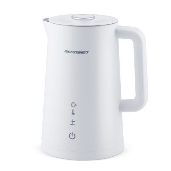 Vízforraló, Berdsen BD-709, 1700 ml, fehér, 1850-2200 W, duplafalú, érintőpaneles hőfokbeállítás, nem melegedő fogantyú, melegen tartás 2 óráig, 360°-os talp, hőmérővel