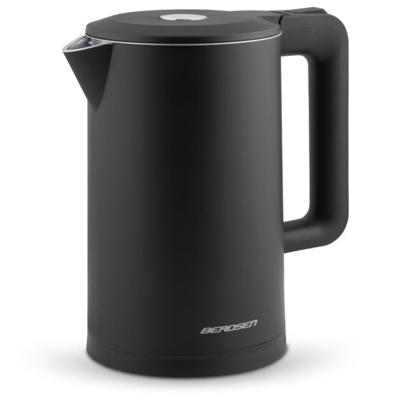 Vízforraló, Berdsen BD-710, 1700 ml, fekete, 1850-2200 W, duplafalú, szárazforralás elleni védelem, 360°-os talp, nem melegedő burkolat, kivehető vízkőszűrő