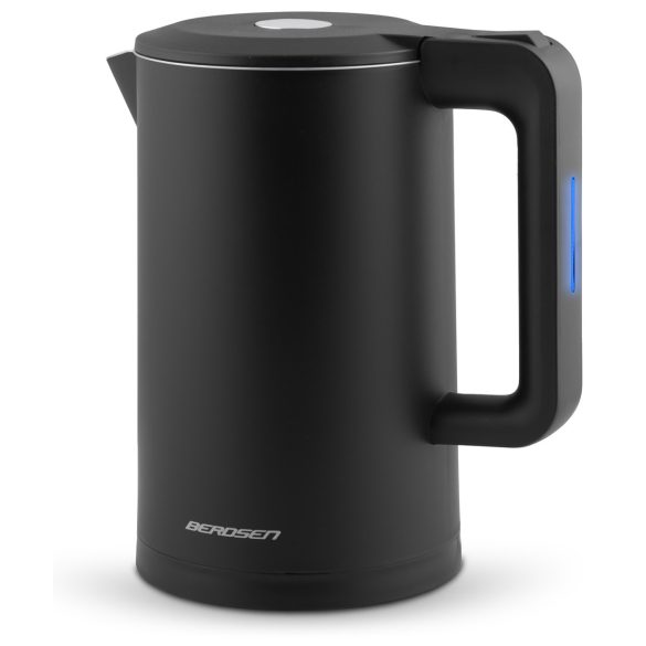 Vízforraló, Berdsen BD-710, 1700 ml, fekete, 1850-2200 W, duplafalú, szárazforralás elleni védelem, 360°-os talp, nem melegedő burkolat, kivehető vízkőszűrő