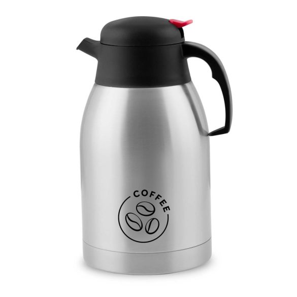 Termosz kancsó, Berdsen BD-780, 2000 ml, ezüst, rozsdamentes acél, duplafalú, meleg és hideg italokhoz, 12 órás hőmegtartás, kávéhoz