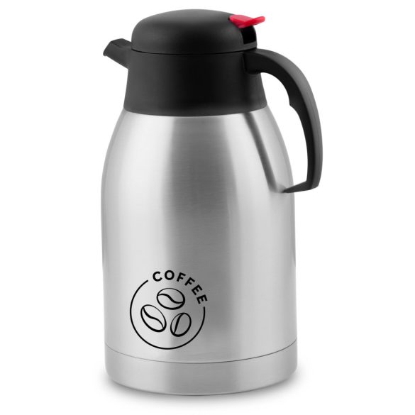 Termosz kancsó, Berdsen BD-780, 2000 ml, ezüst, rozsdamentes acél, duplafalú, meleg és hideg italokhoz, 12 órás hőmegtartás, kávéhoz