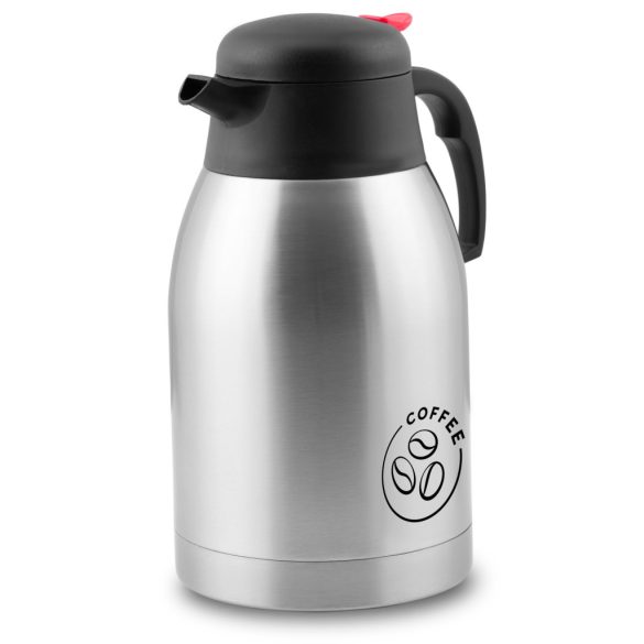 Termosz kancsó, Berdsen BD-780, 2000 ml, ezüst, rozsdamentes acél, duplafalú, meleg és hideg italokhoz, 12 órás hőmegtartás, kávéhoz