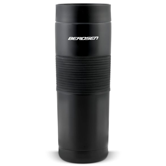 Termosz, Berdsen BD-784, 590 ml, fekete, rozsdamentes acél, duplafalú, szívószálas, meleg és hideg italokhoz, 12 órás hőmegtartás