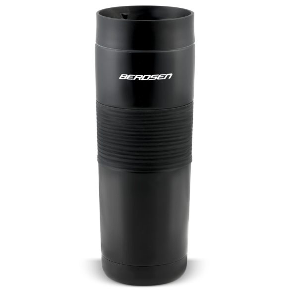 Termosz, Berdsen BD-784, 590 ml, fekete, rozsdamentes acél, duplafalú, szívószálas, meleg és hideg italokhoz, 12 órás hőmegtartás