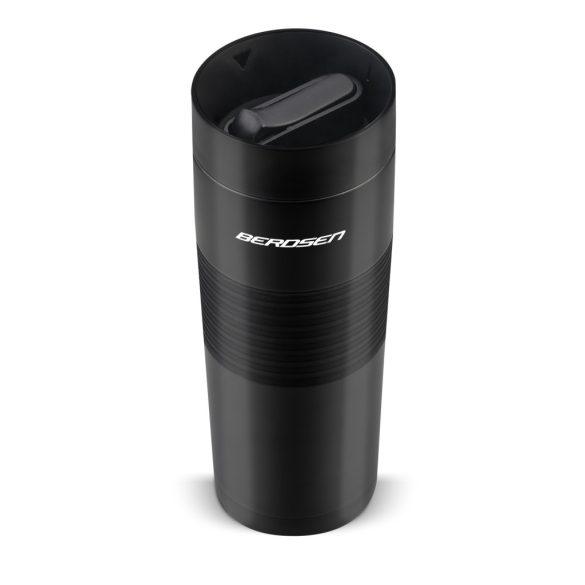 Termosz, Berdsen BD-784, 590 ml, fekete, rozsdamentes acél, duplafalú, szívószálas, meleg és hideg italokhoz, 12 órás hőmegtartás