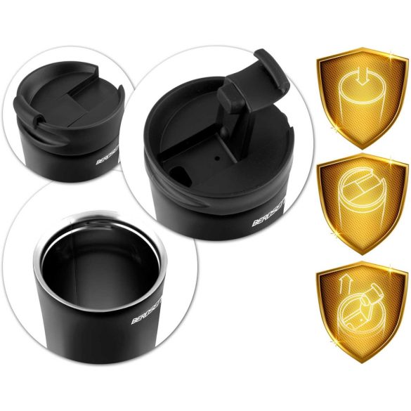 Termosz, Berdsen BD-785, 470 ml, fekete, rozsdamentes acél, duplafalú, meleg és hideg italokhoz, 12 órás hőmegtartás