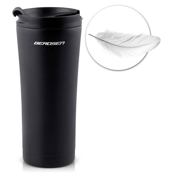 Termosz, Berdsen BD-785, 470 ml, fekete, rozsdamentes acél, duplafalú, meleg és hideg italokhoz, 12 órás hőmegtartás