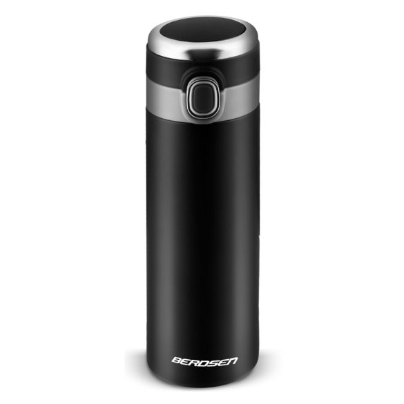 Termosz, Berdsen BD-786, 450 ml, fekete, rozsdamentes acél, duplafalú, LCD kijelző, meleg és hideg italokhoz, 12 órás hőmegtartás