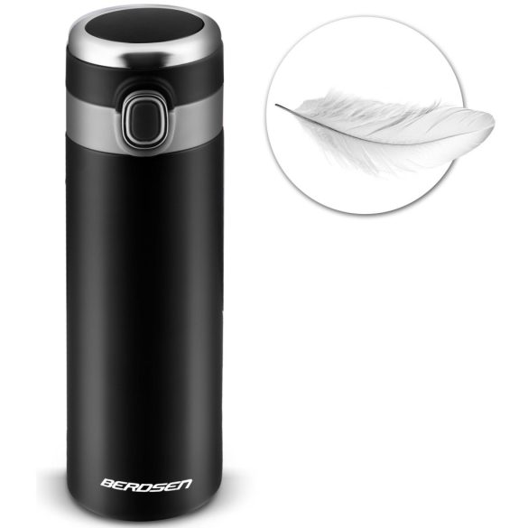 Termosz, Berdsen BD-786, 450 ml, fekete, rozsdamentes acél, duplafalú, LCD kijelző, meleg és hideg italokhoz, 12 órás hőmegtartás