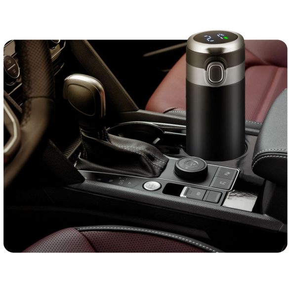 Termosz, Berdsen BD-786, 450 ml, fekete, rozsdamentes acél, duplafalú, LCD kijelző, meleg és hideg italokhoz, 12 órás hőmegtartás