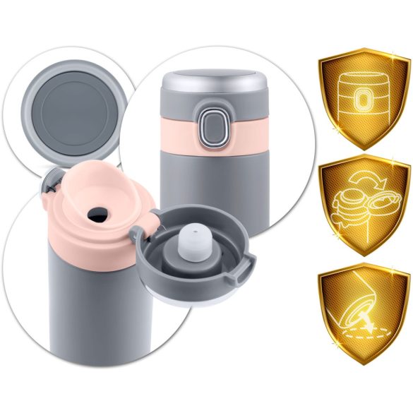 Termosz, Berdsen BD-786, 450 ml, szürke, rozsdamentes acél, duplafalú, LCD kijelző, meleg és hideg italokhoz, 12 órás hőmegtartás