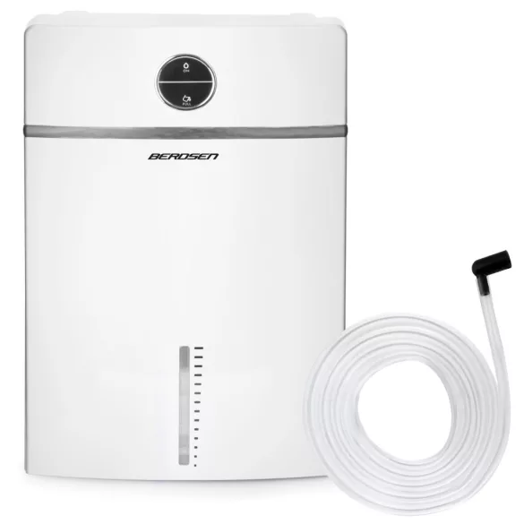 Páramentesítő, Berdsen BR-20C, fehér, 2000 ml tartály, kettős Peltier-modul, termoelektromos, 600 ml/nap, ultracsendes 33 dB, folyamatos vízelvezetés, 90 W