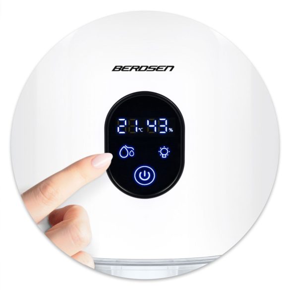 Páramentesítő, Berdsen BR-10B, fehér, 1000 ml tartály, ultra csendes 34 dB, Peltier-technológia, LED fény, éjszakai mód, 22,5 W