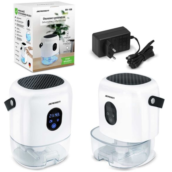 Páramentesítő, Berdsen BR-10B, fehér, 1000 ml tartály, ultra csendes 34 dB, Peltier-technológia, LED fény, éjszakai mód, 22,5 W