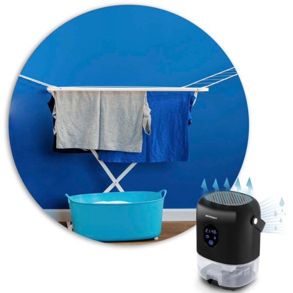 Páramentesítő, Berdsen BR-10B, fekete, 1000 ml tartály, ultra csendes 34 dB, Peltier-technológia, LED fény, éjszakai mód, 22,5 W