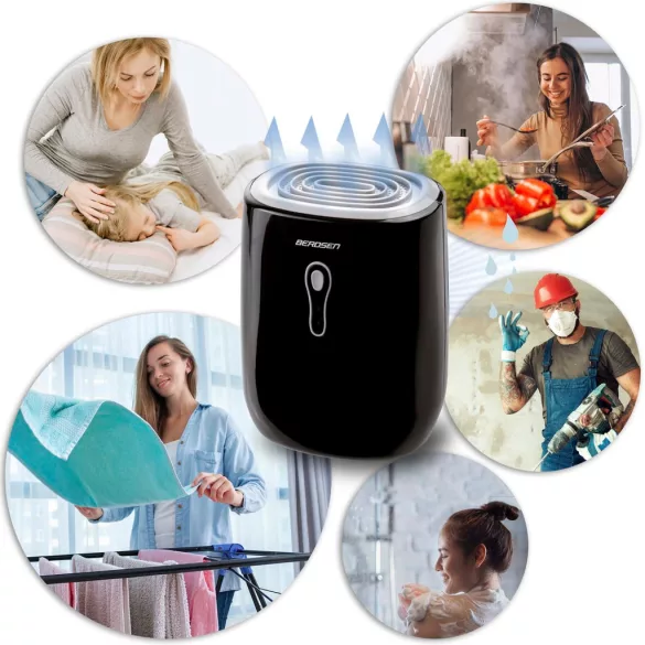Páramentesítő, Berdsen BR-75B, fekete, 800 ml tartály, ultracsendes 34 dB, Peltier-technológia, folyamatos vízelvezetés, energiatakarékos, 22,5 W