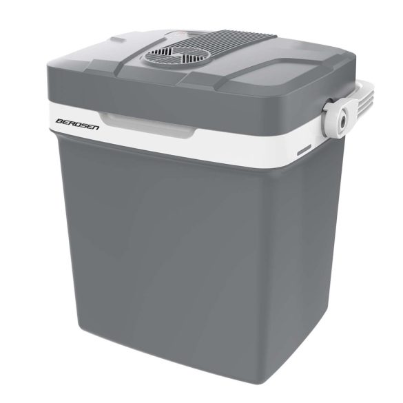 Autós hűtőtáska, Berdsen Icemax, szürke, 26 l, ventilátoros, egyzónás, akár 18°C hűtés, ECO/normál üzemmód, 12 V DC / 230 V AC, 39 dB