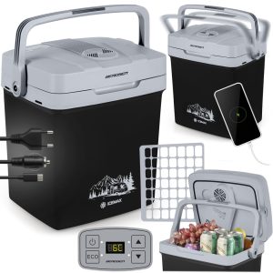 Autós hűtőtáska, Berdsen Icemax, fekete, 26 l, ventilátoros, egyzónás, akár 18°C hűtés, ECO/normál üzemmód, 12 V DC / 230 V AC, 39 dB